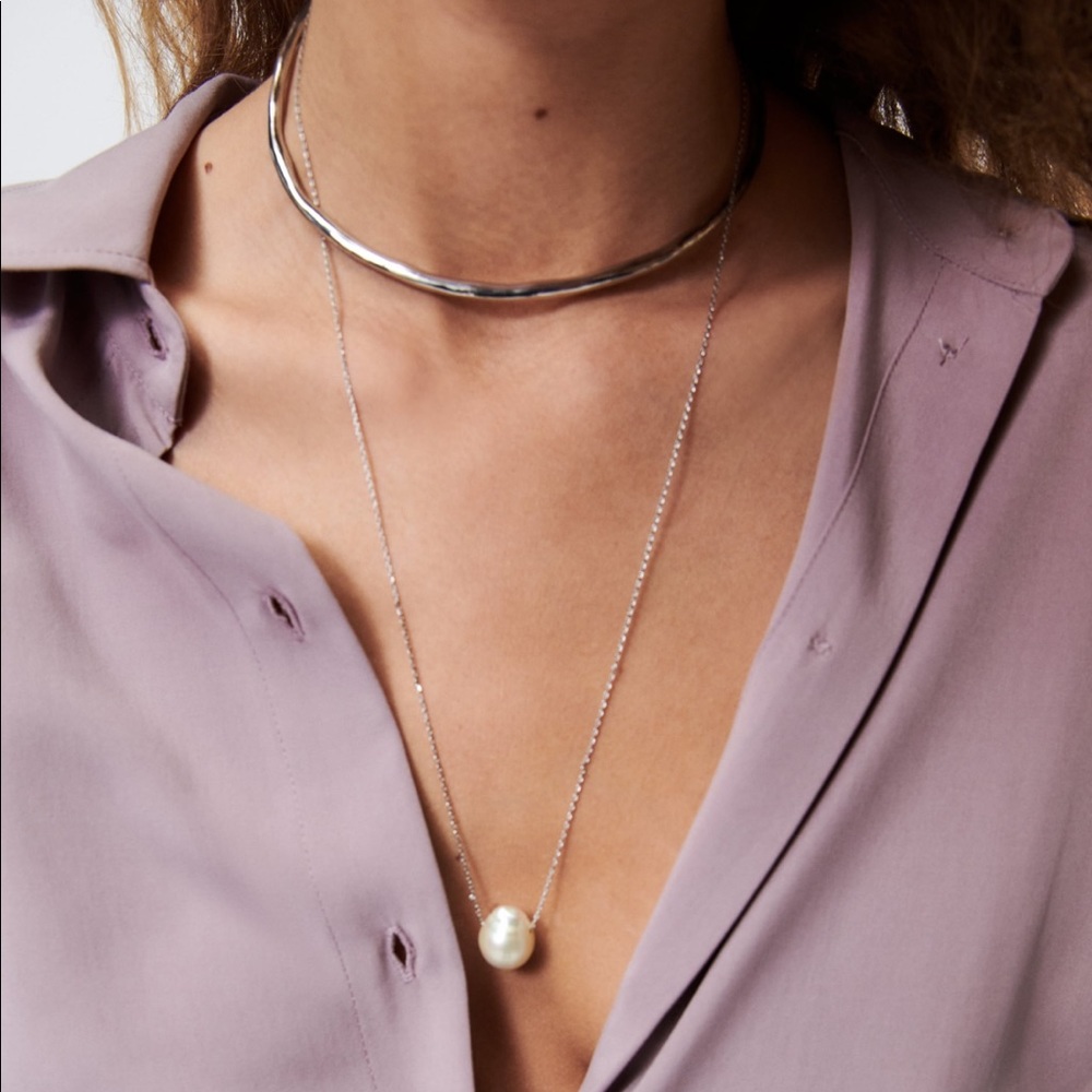 ZARA pack of natural pearl necklace metal choker